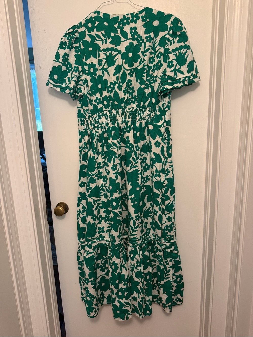 Boden Green and White Floral Midi Dress